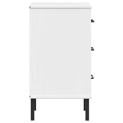 vidaXL Bedside Cabinet with Metal Legs White Solid Wood Pine "OSLO