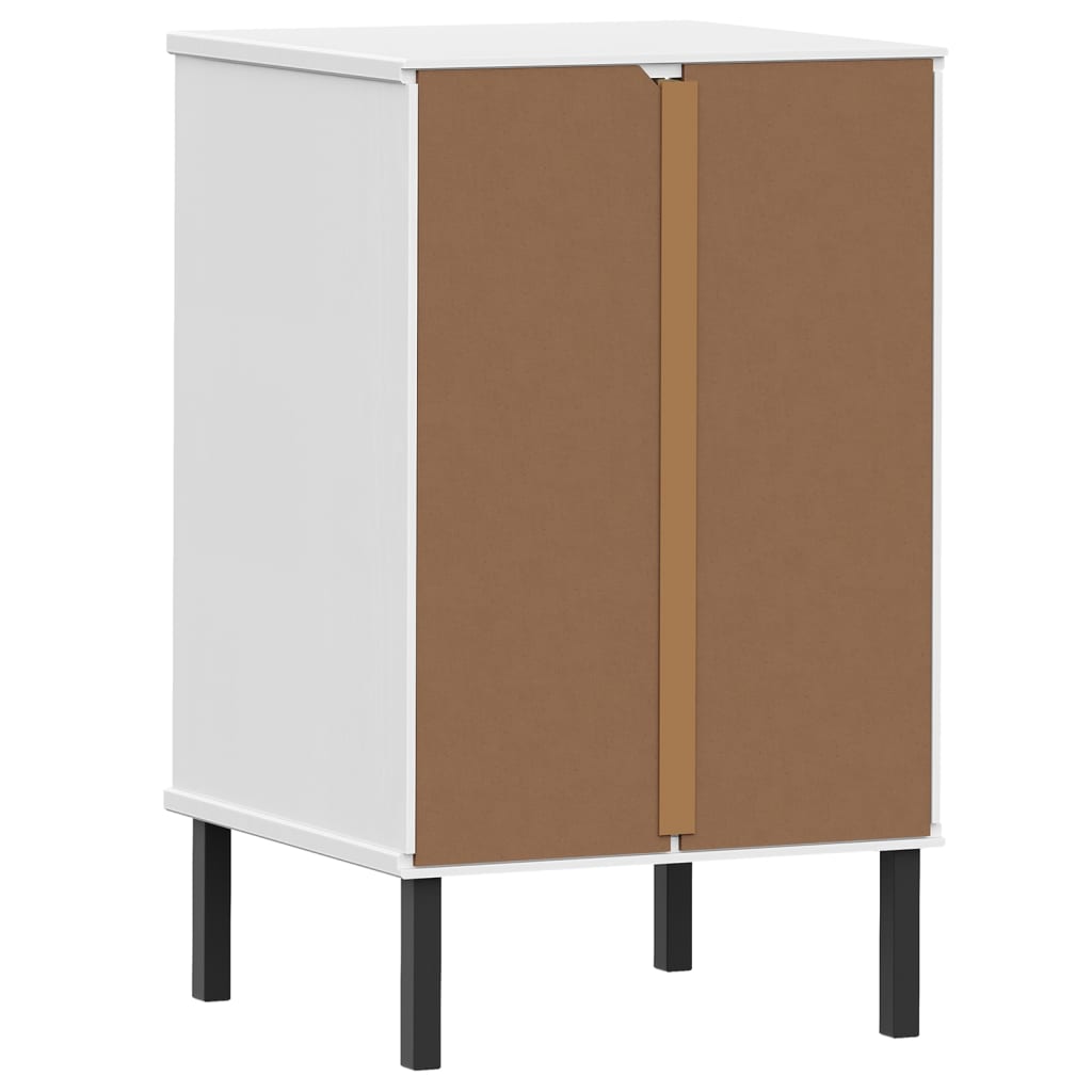 vidaXL Bedside Cabinet with Metal Legs White Solid Wood Pine "OSLO