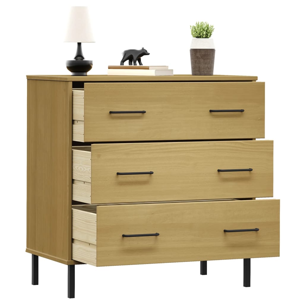 vidaXL Sideboard with 3 Drawers Brown 77x40x79.5 cm Solid Wood OSLO