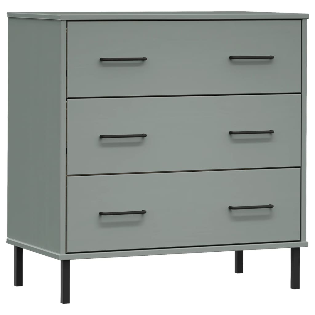 vidaXL Sideboard with 3 Drawers Grey 77x40x79,5 cm Solid Wood "OSLO