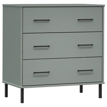 vidaXL Sideboard with 3 Drawers Grey 77x40x79,5 cm Solid Wood "OSLO