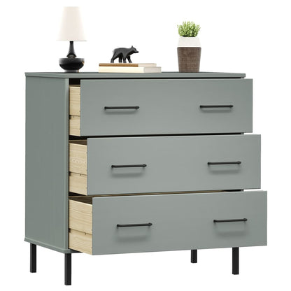 vidaXL Sideboard with 3 Drawers Grey 77x40x79,5 cm Solid Wood "OSLO