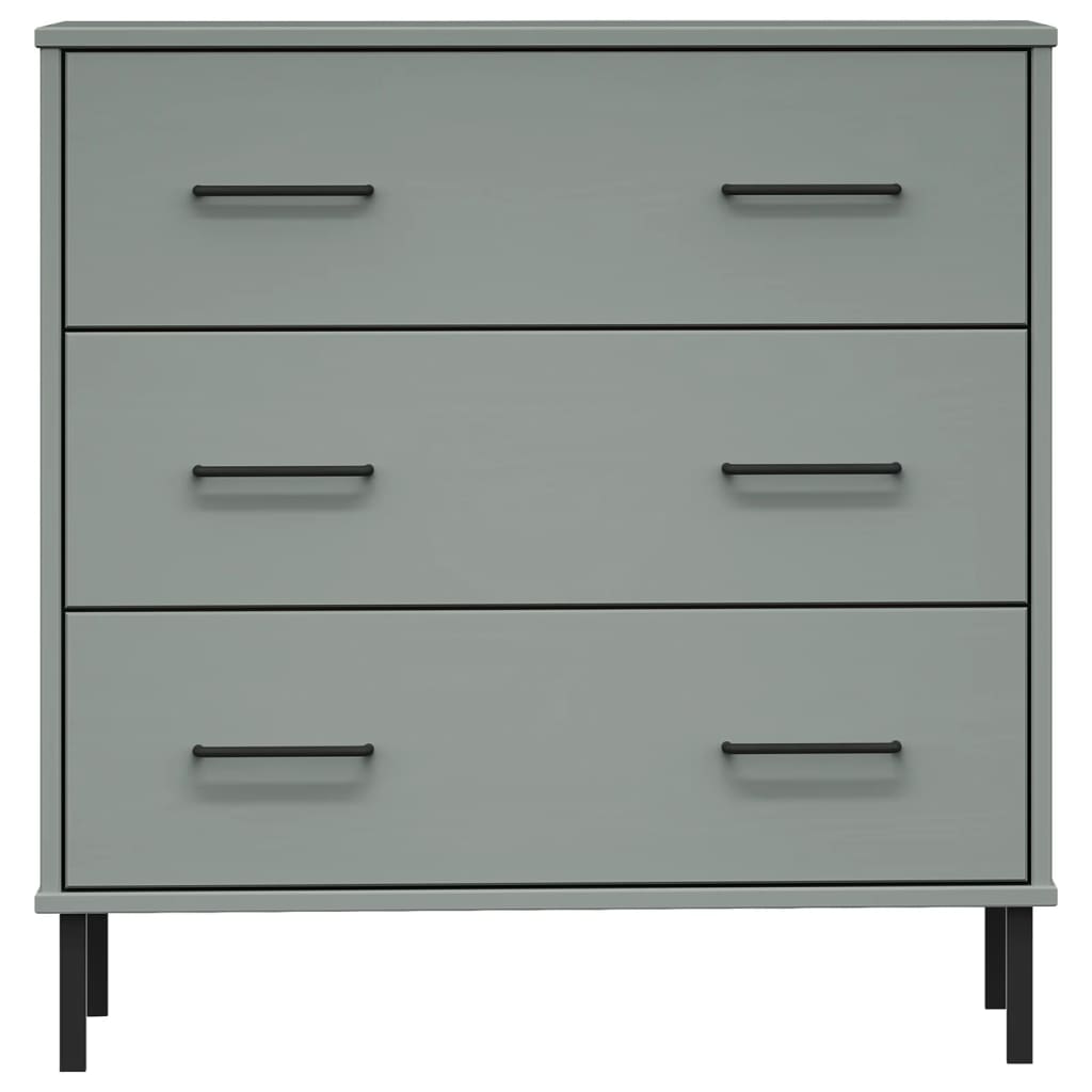 vidaXL Sideboard with 3 Drawers Grey 77x40x79,5 cm Solid Wood "OSLO