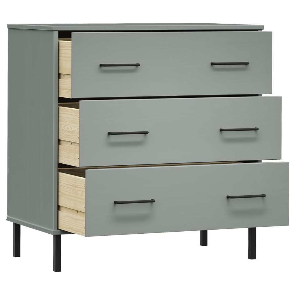 vidaXL Sideboard with 3 Drawers Grey 77x40x79,5 cm Solid Wood "OSLO