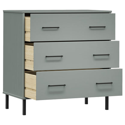 vidaXL Sideboard with 3 Drawers Grey 77x40x79,5 cm Solid Wood "OSLO