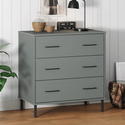 vidaXL Sideboard with 3 Drawers Grey 77x40x79,5 cm Solid Wood "OSLO