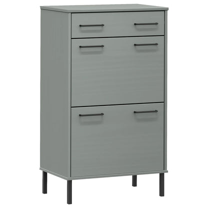 vidaXL Shoe Rack with Metal Legs Grey Solid Wood Pine OSLO