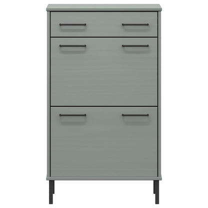 vidaXL Shoe Rack with Metal Legs Grey Solid Wood Pine OSLO
