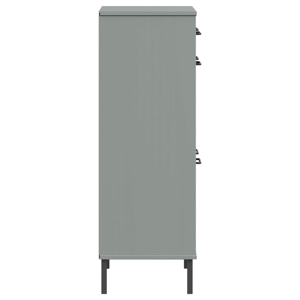 vidaXL Shoe Rack with Metal Legs Grey Solid Wood Pine OSLO