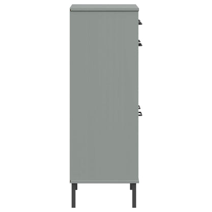 vidaXL Shoe Rack with Metal Legs Grey Solid Wood Pine OSLO
