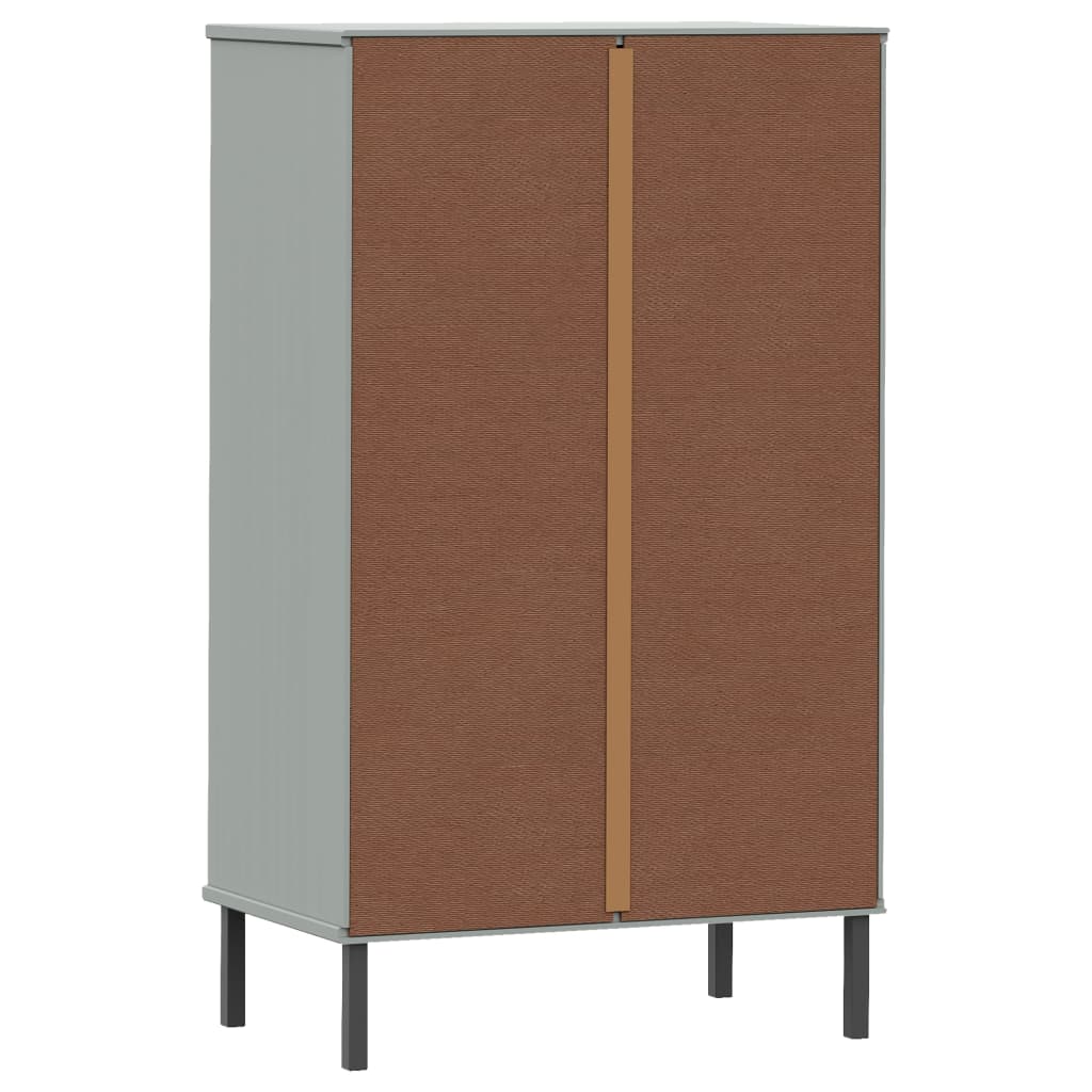 vidaXL Shoe Rack with Metal Legs Grey Solid Wood Pine OSLO