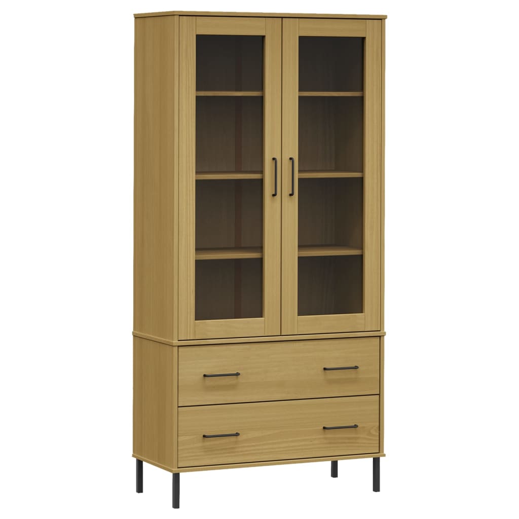 vidaXL Bookcase with Metal Legs Brown 85x35x172,5 cm Solid Wood "OSLO