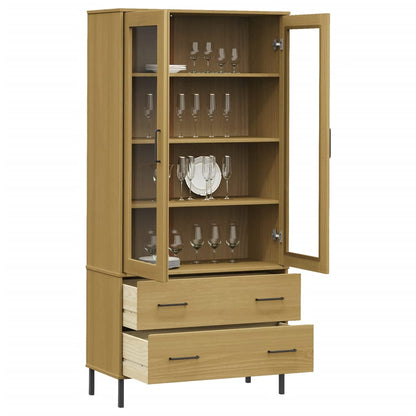 vidaXL Bookcase with Metal Legs Brown 85x35x172,5 cm Solid Wood "OSLO