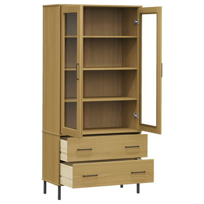 vidaXL Bookcase with Metal Legs Brown 85x35x172,5 cm Solid Wood "OSLO