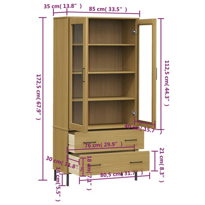 vidaXL Bookcase with Metal Legs Brown 85x35x172,5 cm Solid Wood "OSLO