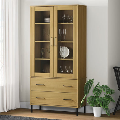 vidaXL Bookcase with Metal Legs Brown 85x35x172,5 cm Solid Wood "OSLO