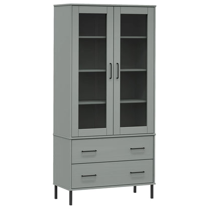 vidaXL Bookcase with Metal Legs Grey 85x35x172,5 cm Solid Wood "OSLO