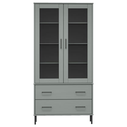 vidaXL Bookcase with Metal Legs Grey 85x35x172,5 cm Solid Wood "OSLO