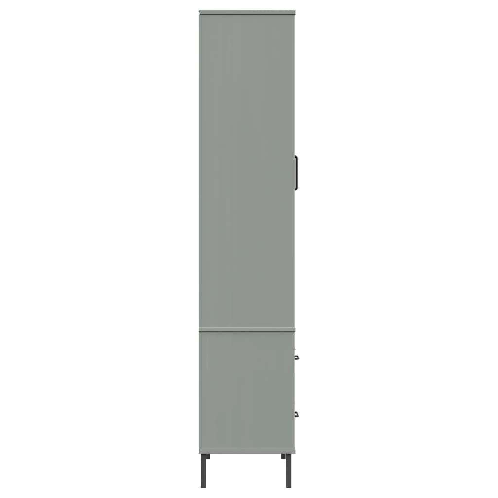 vidaXL Bookcase with Metal Legs Grey 85x35x172,5 cm Solid Wood "OSLO