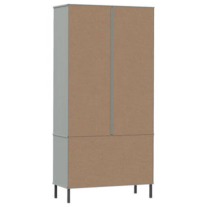vidaXL Bookcase with Metal Legs Grey 85x35x172,5 cm Solid Wood "OSLO
