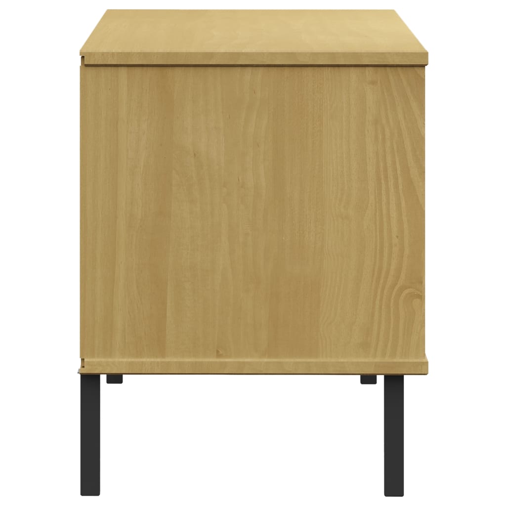 vidaXL Shoe Rack with Metal Legs Brown 106x35x45 cm Solid Wood OSLO