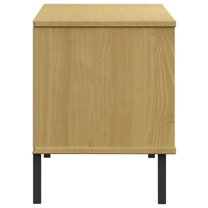 vidaXL Shoe Rack with Metal Legs Brown 106x35x45 cm Solid Wood OSLO