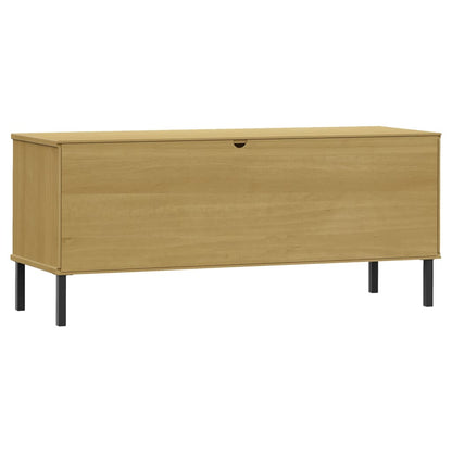 vidaXL Shoe Rack with Metal Legs Brown 106x35x45 cm Solid Wood OSLO