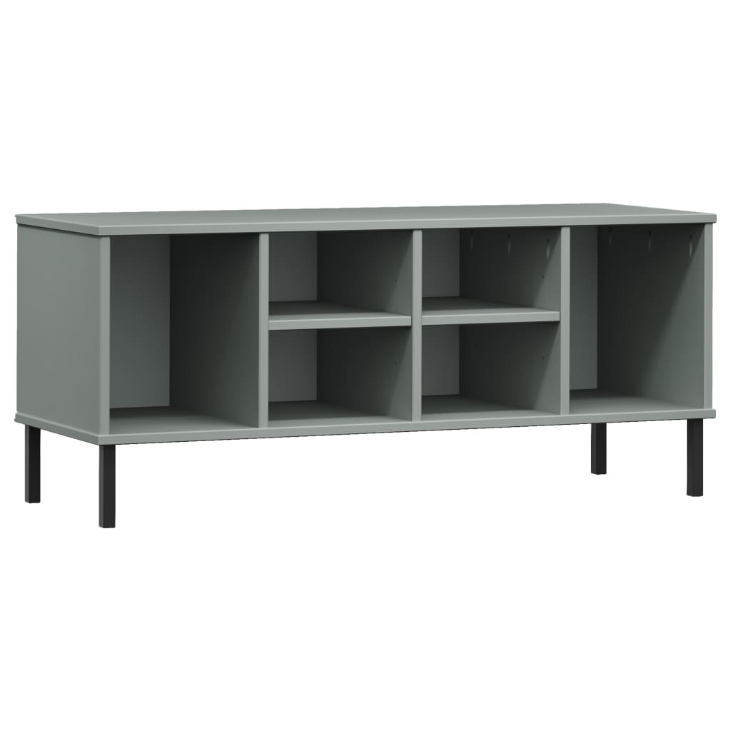 vidaXL Shoe Rack with Metal Legs Grey 106x35x45 cm Solid Wood OSLO