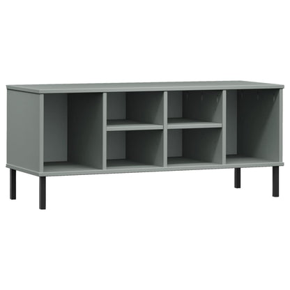 vidaXL Shoe Rack with Metal Legs Grey 106x35x45 cm Solid Wood OSLO
