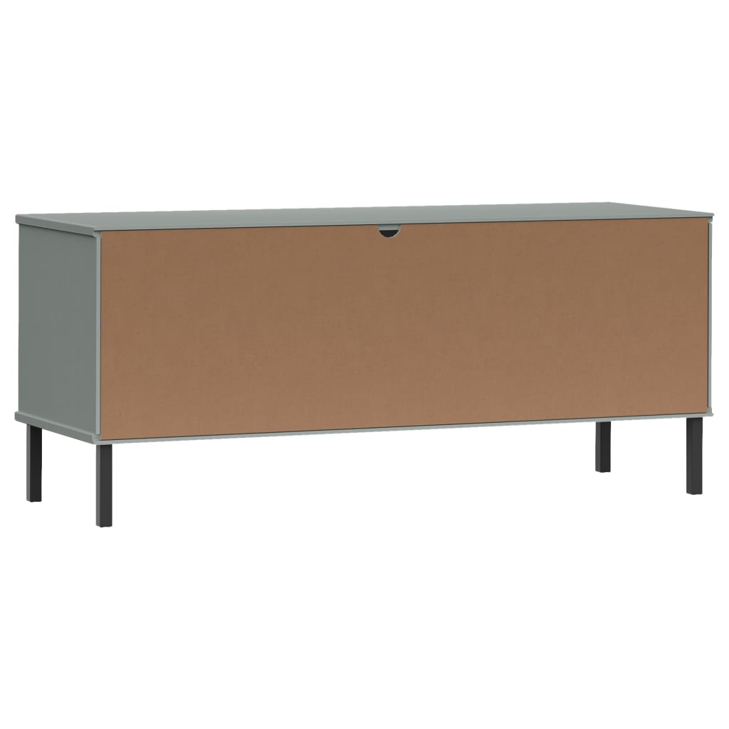 vidaXL Shoe Rack with Metal Legs Grey 106x35x45 cm Solid Wood OSLO