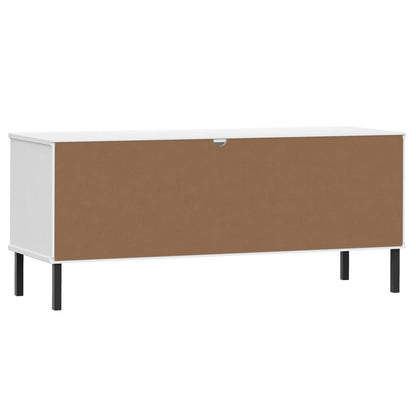 vidaXL Shoe Rack with Metal Legs White 106x35x45 cm Solid Wood OSLO