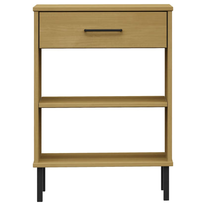 vidaXL Console Cabinet with Metal Legs Brown Solid Wood Pine OSLO