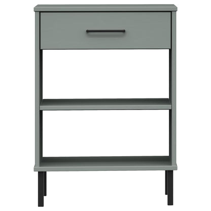 vidaXL Console Cabinet with Metal Legs Grey Solid Wood Pine OSLO