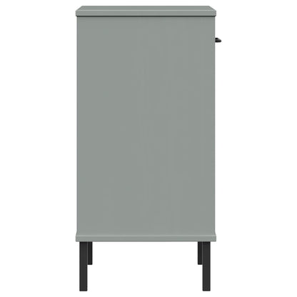 vidaXL Console Cabinet with Metal Legs Grey Solid Wood Pine OSLO