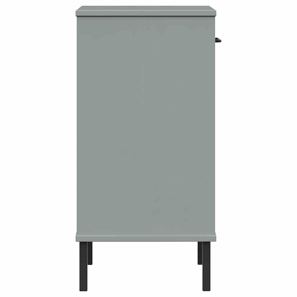 vidaXL Console Cabinet with Metal Legs Grey Solid Wood Pine OSLO