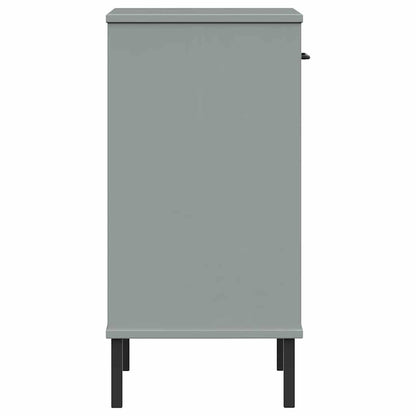 vidaXL Console Cabinet with Metal Legs Grey Solid Wood Pine OSLO