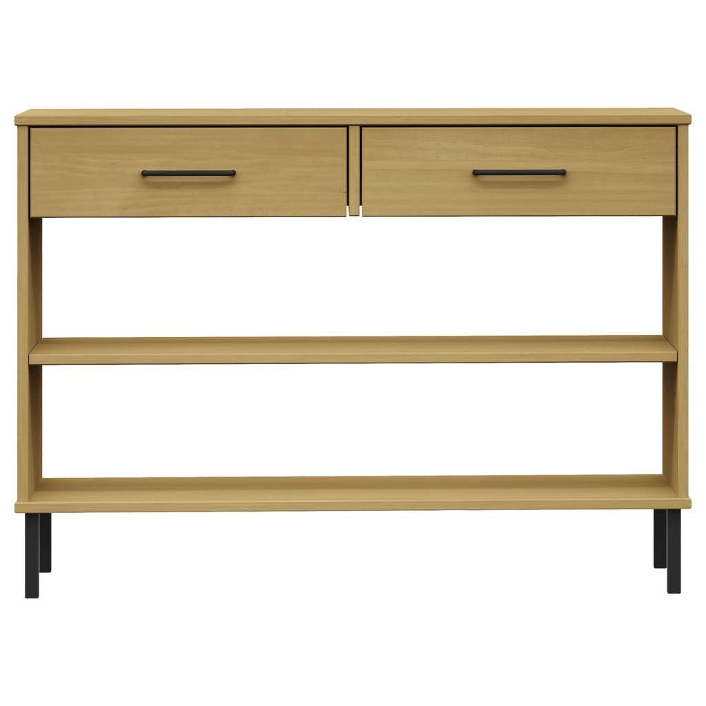 vidaXL Console Cabinet with Metal Legs Brown Solid Wood Pine OSLO