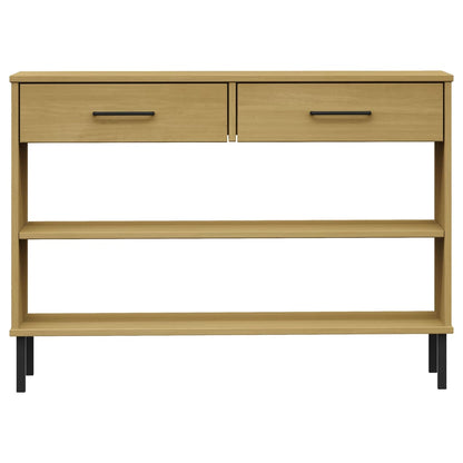 vidaXL Console Cabinet with Metal Legs Brown Solid Wood Pine OSLO