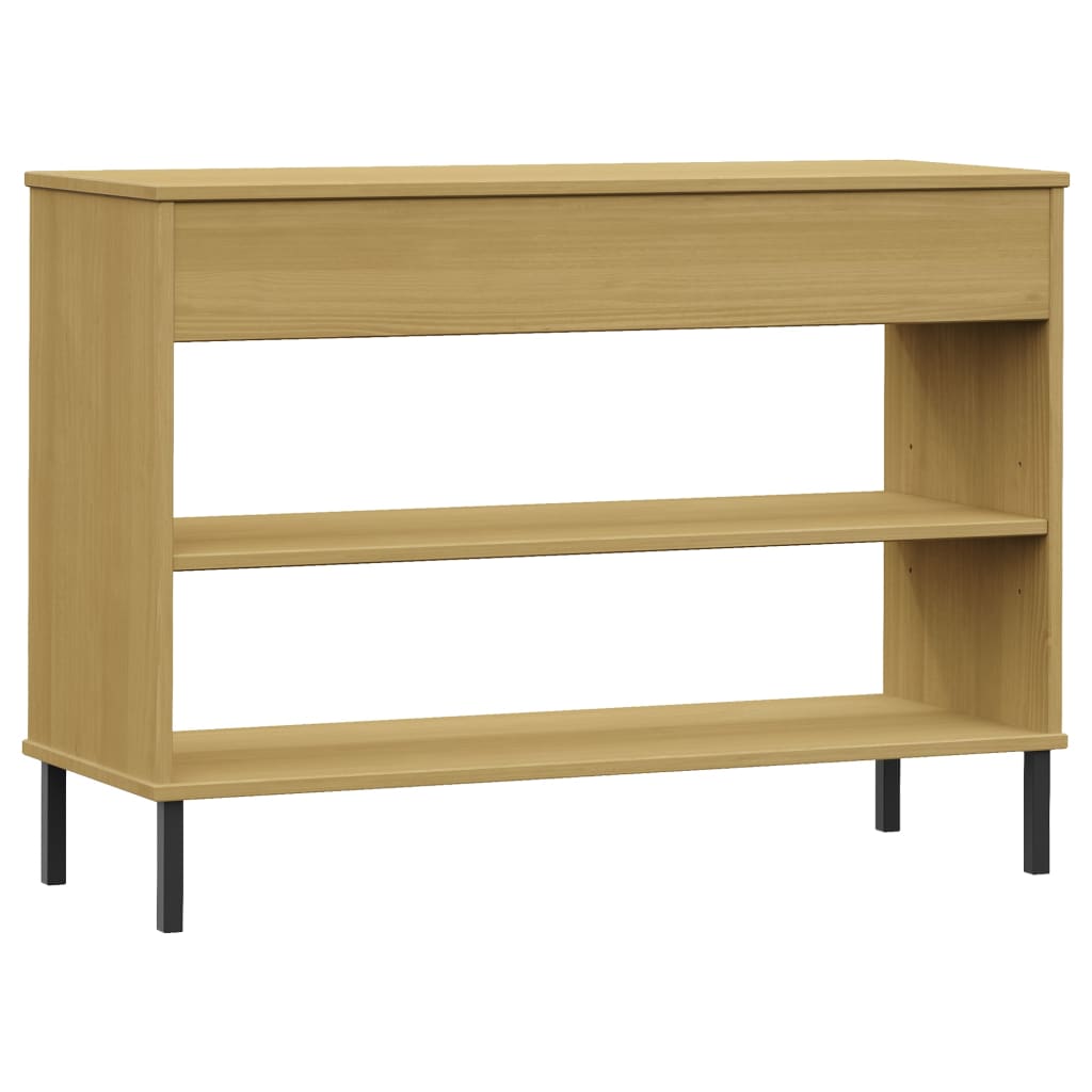 vidaXL Console Cabinet with Metal Legs Brown Solid Wood Pine "OSLO