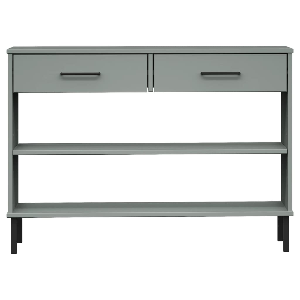 vidaXL Console Cabinet with Metal Legs Grey Solid Wood Pine OSLO