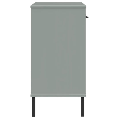 vidaXL Console Cabinet with Metal Legs Grey Solid Wood Pine OSLO