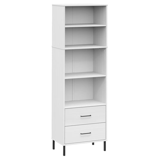 vidaXL Bookcase with 2 Drawers White 60x35x180 cm Solid Wood "OSLO