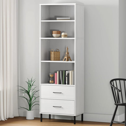 vidaXL Bookcase with 2 Drawers White 60x35x180 cm Solid Wood "OSLO