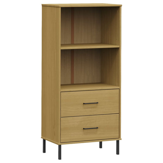 vidaXL Bookcase with 2 Drawers Brown 60x35x128,5 cm Solid Wood "OSLO
