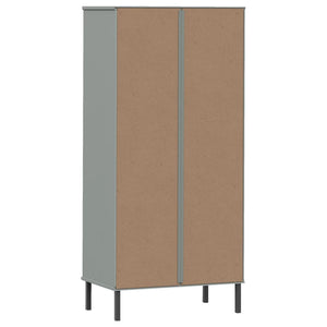 vidaXL Bookcase with 2 Drawers Grey 60x35x128.5 cm Solid Wood OSLO