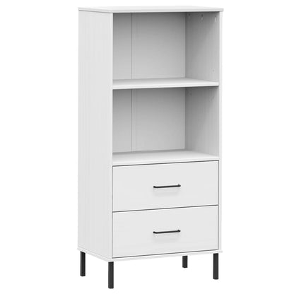 vidaXL Bookcase with 2 Drawers White 60x35x128,5 cm Solid Wood "OSLO
