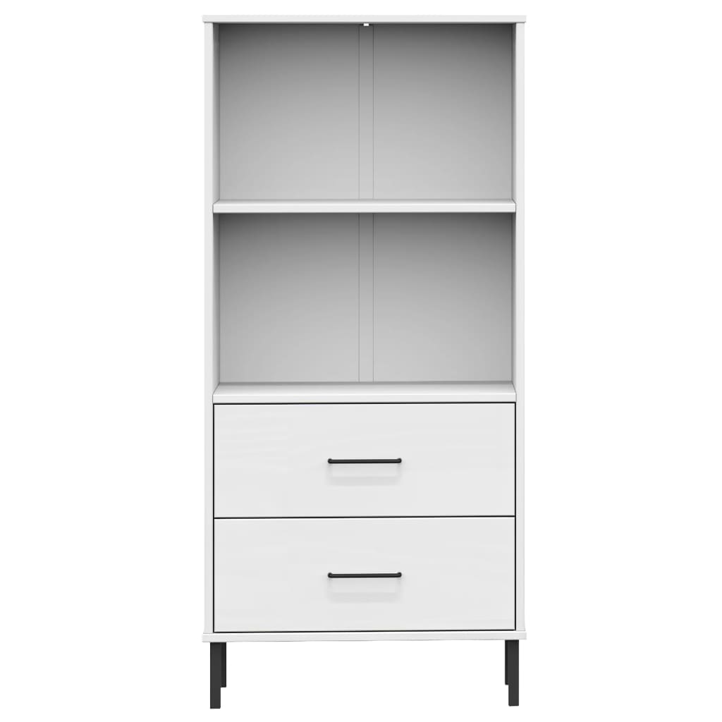 vidaXL Bookcase with 2 Drawers White 60x35x128,5 cm Solid Wood "OSLO