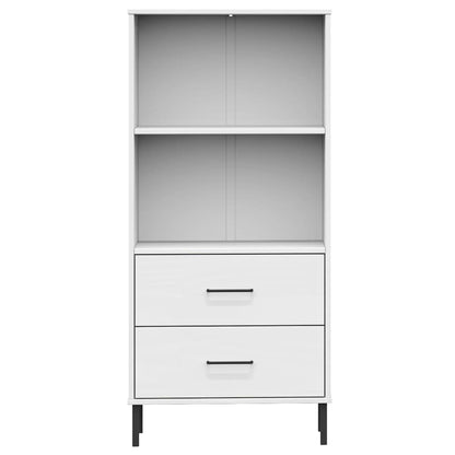 vidaXL Bookcase with 2 Drawers White 60x35x128,5 cm Solid Wood "OSLO