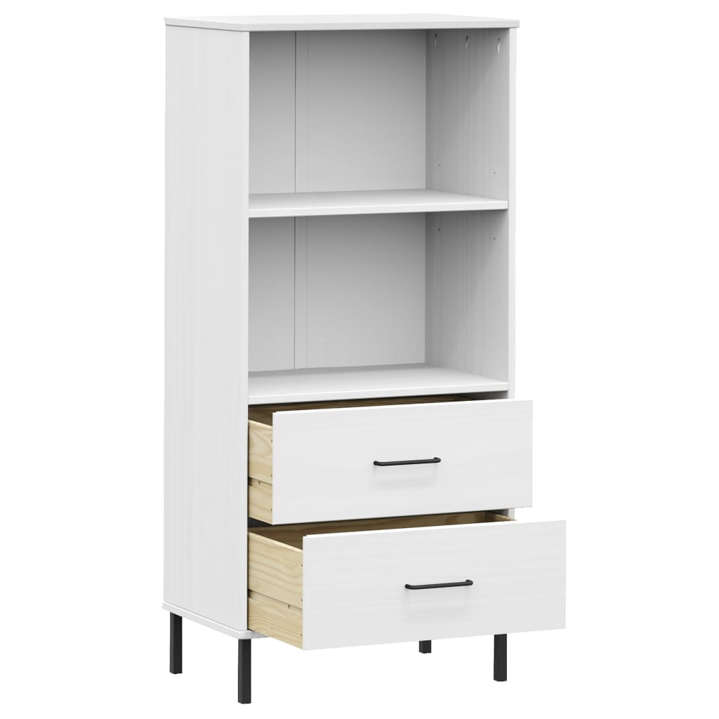 vidaXL Bookcase with 2 Drawers White 60x35x128,5 cm Solid Wood "OSLO