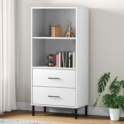 vidaXL Bookcase with 2 Drawers White 60x35x128,5 cm Solid Wood "OSLO